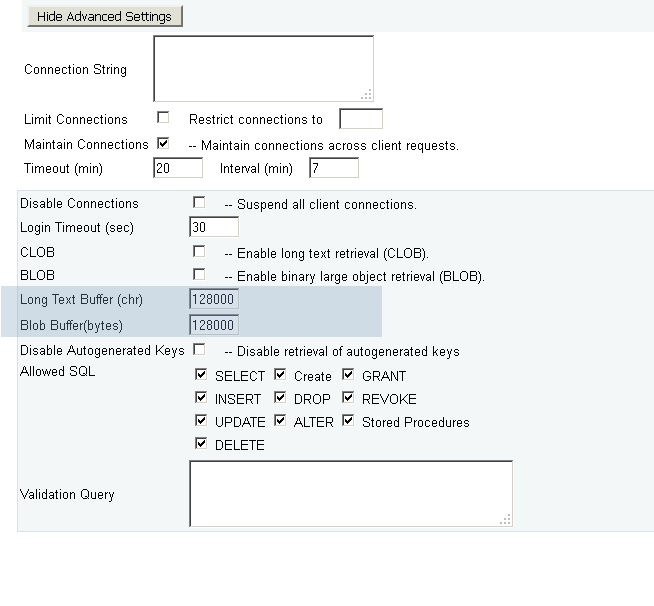 ColdFusion Administrator Data Source